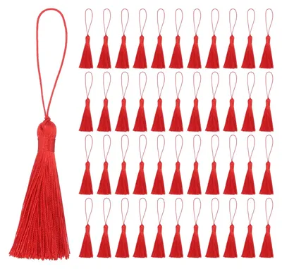 Mini-Seidenquasten, 45 Stück, rot, 8 cm, für Basteln & Deko
