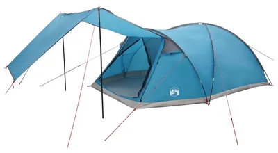 Image de Tente cabane vidaXL avec toit, bleue, 8 personnes, en polyester et acier