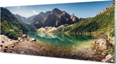 Produktbild von Glasbilder 125x50 Wandkunst Gebirgssee