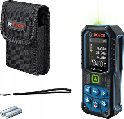 Immagine prodotto di Bosch Professional Laser Meter GLM 50-23 G Sensore di inclinazione laser verde Portata fino a 50 m Robusto IP65 5 mm 2 batterie AA Cinghia di trasporto Custodia Blu