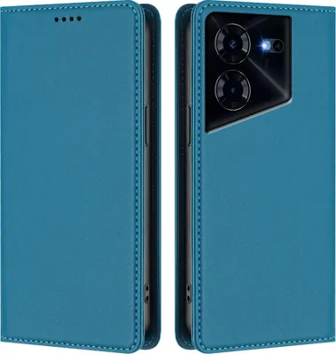 Obrázek produktu pro Kožené pouzdro pro Tecno Pova 5 Pro 5G, magnetické flipové pouzdro zPolyuretankůže se stojánkem Jezerní modrá