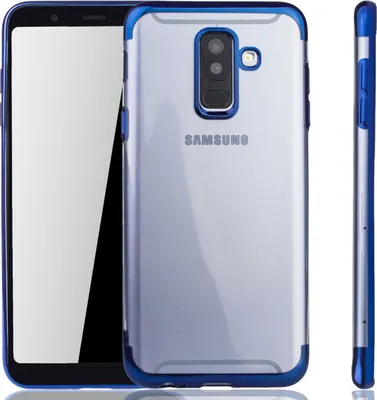 Produktbild von Handyhülle für Samsung Galaxy A6 Plus Blau - Clear - TPU Silikon Case Backcover Schutzhülle in Transparent   Blau