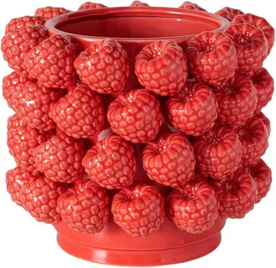 Imagen del producto de Florero Rubina Himbeer, color rojo, cerámica, acabado brillante, forma redonda, 22,5 x 19,5 cm, decorativo, para uso en interiores