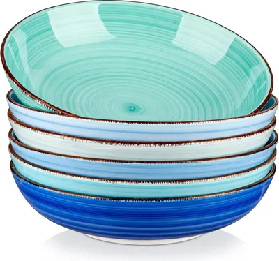 Zdjęcie produktu dla vancasso Bonita zestaw misek na zupę, kamionka, zestaw 6 uniwersalnych misek OZ Blue