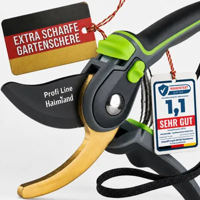 Produktbild von Profi-Gartenschere Bypass scharfe SK5 Stahlklinge grün, KI-generiertes Bild