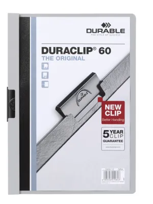 Zdjęcie produktu dla DURABLE Skoroszyt zaciskowy DURACLIP® 60 A4, Szary, 220910, 25 szt.