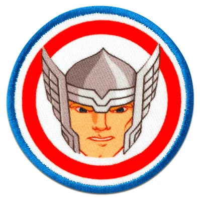 Obrázok produktu pre Marvel © Avengers Thor Button Comic Kids - nášivka, nažehľovačka, nažehľovací obrázok, nášivka, nášivky, na nažehlenie, veľkosť: Ø 6 cm