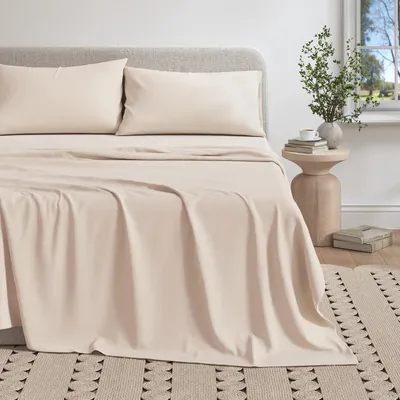 Imagen del producto de Juego de sábanas de punto jersey de algodón suave Bay Home Extra, ideal para camisetas, suave, cómodo y acogedor, apto para todas las estaciones. Colección Carmen (tamaño King, color avena)