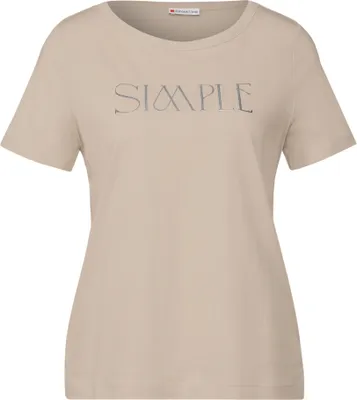 Produktbild von Street One SIMPLE wording print shirt Baumwolle beige 40