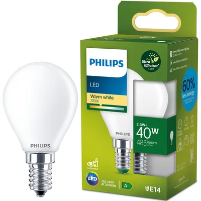 Immagine prodotto di LED E14 Globo P45 2.3W (40W) Satinata 485lm 2700K Classe energetica A