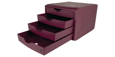 Produktbild von Schubladenbox mit Auszugssperre 4 Schubladen rot H215xB265xT332 mm