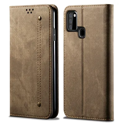 Obrázek produktu pro Galaxy A21S Pouzdro, Kožené Peněženkové Pouzdro s Magnetickým Uzavíráním a Pouzdro s Funkcí Stojánku pro Samsung Galaxy A21S Samsung Galaxy A21S Khaki