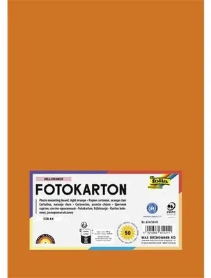 Dekoračný kartón, 2 stranný, A4, 300 g, 50 listov, FOLIA, svetlooranžový