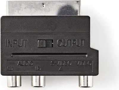 Produktbild von SCART-Adapter | SCART-Stecker | S-Video-Buchse / 3x Cinch-Buchse | Vernickelt | Schaltbar | ABS | Schwarz | 1 St. | Plastikbeutel