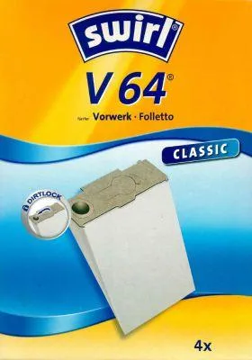 Produktbild von Swirl Staubsaugerbeutel V64 Classic aus Spezialpapier für Vorwerk und Folletto Staubsauger