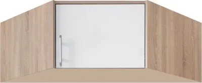 Produktbild von Schrankaufsatz Hannut 04, Farbe: Weiß / Eiche - Abmessungen: 40 x 95 x 95 cm (H x B x T)