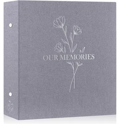 Productafbeelding van Fotoalbum 10x15 cm, 600 foto's, linnen, grijs, insteekalbum, geschikt voor zowel verticale als horizontale foto's