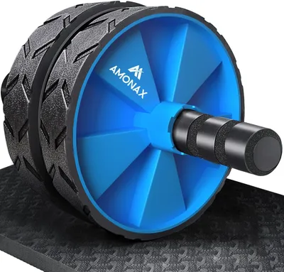 Obrázek produktu pro Ab Roller, model s dvěma kolečky, s velkou podložkou pod kolena, pro posilování břišních svalů, vhodný pro domácí použití i do fitness centra