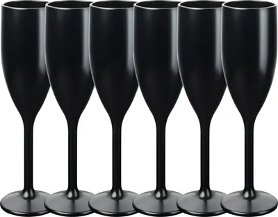 Produktbild von Schramm® Mehrweg Sektgläser in schwarz wählbar 6, 12, 24 oder 48 Stück 150 ml Champagner Glas Sektflöten Sektkelch Stielglas Champagner Gläser Fassungsvermögen, Größe:6 Stück