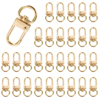 Produktbild von Karabinerhaken - 30 Stück drehbare Metall-Verschlüsse für Taschen und Schlüsselanhänger - Gold