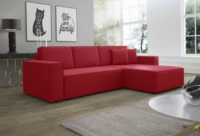 Productafbeelding van Eckbank, slaapbank, bank CONOR, kunstleer, rood, ottoman, rechts