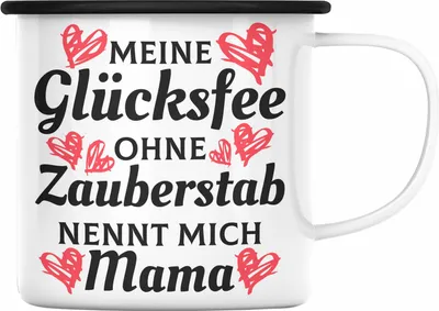 Produktbild von Trendation - Mama Emaille Tasse mit Spruch Geschenk Muttertag von Tochter Sohn Mutter Emaille Emaille Tasse Spruch (Schwarz)