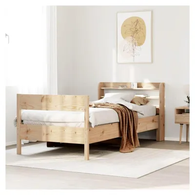 Produktbild von Bettgestell ohne Matratze, 75x190 cm, kleines Einzelbett, Massivholz, Kiefer
