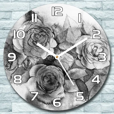Produktbild von Wanduhr aus Glas Rund fi 30 Blumenstrauß Rosen Quarz Deko Schlafzimmer Büro