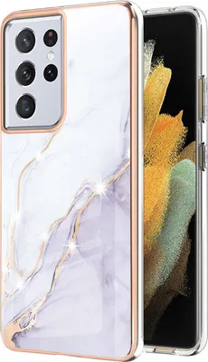 Produktbild von Galaxy S21 Ultra 5G Hülle, Ultra Dünn Marmor Handyhülle Anti-Shock Soft TPU Bumper Schutzhülle für Samsung Galaxy S21 Ultra 5G Weiß