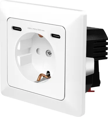 Obrázek produktu pro LogiLink PA0331 LogiLink zásuvka pod omítku, 1x CEE 7/3, 2x USB-C, PD, bílá
