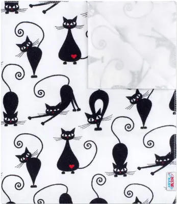 Immagine prodotto di Cuscino impermeabile in flanella New Baby bianco con gatto nero