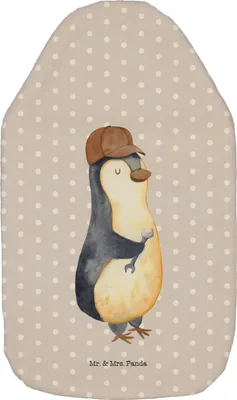 Produktbild von Mr. & Mrs. Panda Wärmflasche Wenn Papa es nicht reparieren kann, sind wir am Arsch - Grau Pastell - Geschenk, Wärmekissen, naturkautschuk, Pinguin, Muttertag, Bettflasche