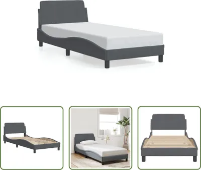 Produktbild von The Living Store Bettgestell mit Kopfteil Dunkelgrau 90x200 cm Samt