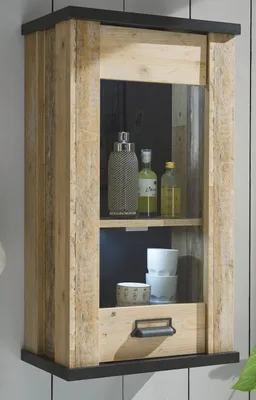Produktbild von Küche Hängeschrank "Stove" in Used Wood anthrazit Küchenschrank hängend mit Soft-Close