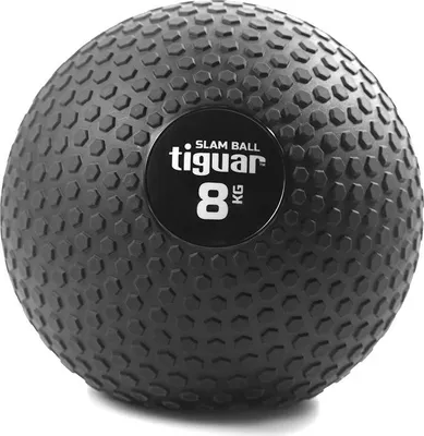 Image de Tiguar Slam Ball 8 kg Ballon d'entraînement robuste avec structure alvéolée antidérapante, rempli de sable, Ø 23 cm, idéal pour l'entraînement fonctionnel