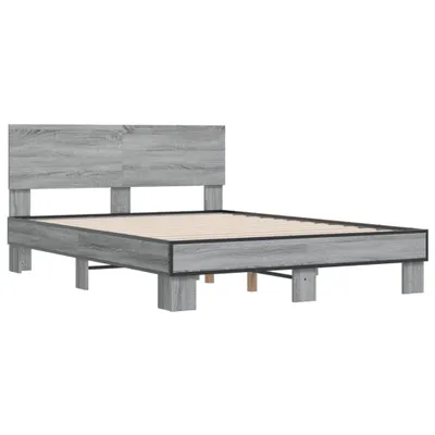 Produktbild von Bettgestell Grau Sonoma 140x190 cm Holzwerkstoff und Metall