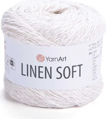 Produktbild von YarnArt Linen Soft Garn - 100g, Leinen Viskose Baumwolle, Weiß/Krem 7301