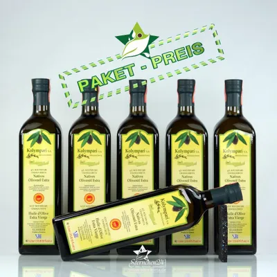 Produktbild von 6x KOLYMPARI PDO 04025 Natives Olivenöl Extra 1L Flasche von Kreta (6 Flaschen a 1L = 6L)