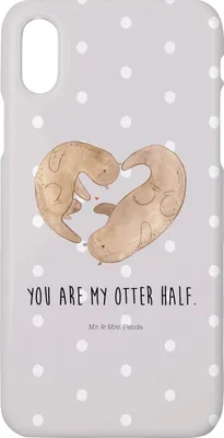 Produktbild von Mr. & Mrs. Panda Iphone 10 Handyhülle Otter Herz - Grau Pastell - Geschenk, Seeotter, Hülle, Hochzeitstag, Cover, X, Liebe, Handy