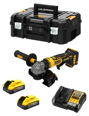 Produktbild von Mini-Winkelschleifer DeWALT DCG404H2T (2 x 5,0 Ah Powerstack + DCB1104 + TSTAK II)