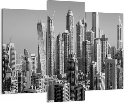 Produktbild von Bild auf Leinwand - Leinwandbild - 3 Teile - Wolkenkratzer Fotografie Dubai - 130x100cm - Wand Bild - Wanddeko - Wandbilder - Leinwanddruck - Bilder - Wanddekoration - Leinwand bilder - CB130x100-4388