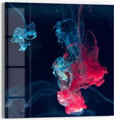 Produktbild von DEQORI Glasbild Echtglas 50x50 cm 'Tintentropfen im Wasser' Wandbild Bild modern Deko