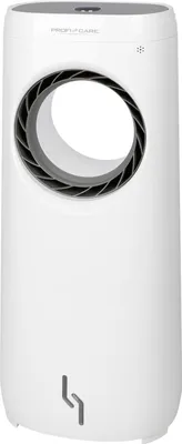 A white product with a circular vent and grey trim on a white background.