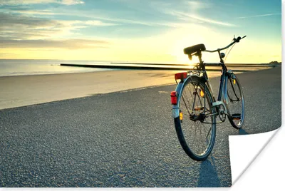 Produktbild von MuchoWow® Poster Nordsee - Fahrrad - Sonnenuntergang 180x120 cm - Fotoplakat