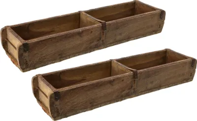 Produktbild von Novaliv 2x Holzkiste Vintage 58 x 15 x 10 cm Alte Ziegelform Holz Groß ZWEI KAMMER Allzweckkiste aus recyceltem Altholz Balken Jede Form EIN Unikat