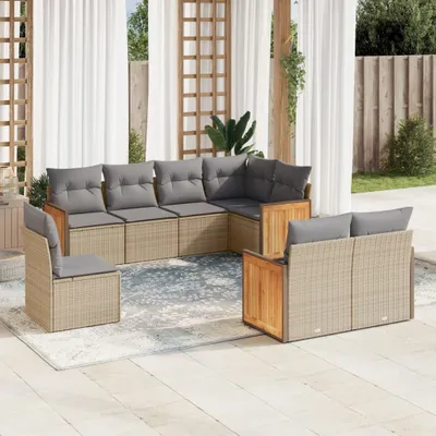 Produktbild von 8-tlg. Garten-Sofagarnitur mit Kissen Beige Poly Rattan 3260246