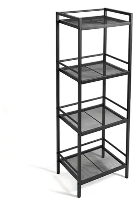Immagine prodotto di Regal - Scaffale da bagno autoportante - Scaffale metallico a 4 ripiani - Scaffale stretto autoportante - 39x30x112 cm - Nero