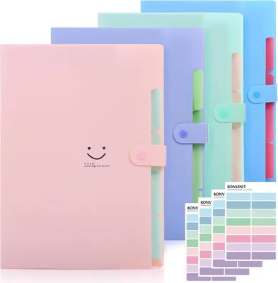 Produktbild von 5er Pack Fächermappe A4 Ordnungsmappe Dokumentenmappe mit Index für Haus, Schule, Arbeitsreise