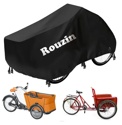 Immagine prodotto di Copertura per biciclette cargo, telo protettivo impermeabile in tessuto Oxford 420D, ideale per riporre le biciclette cargo, offre protezione da pioggia e neve