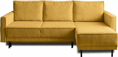 Produktbild von Lisa Design Charlie, Ecksofa beidseitig montierbar, 4-Sitzer, mit Schlaffunktion und Bettkasten, aus Cord , Gelb